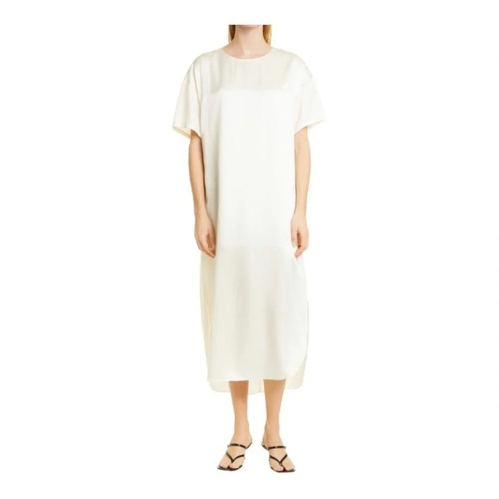 Birgitte Herskind Mathew Silk Blend Midi Dress Minimalist Pockets‎ EU 40
